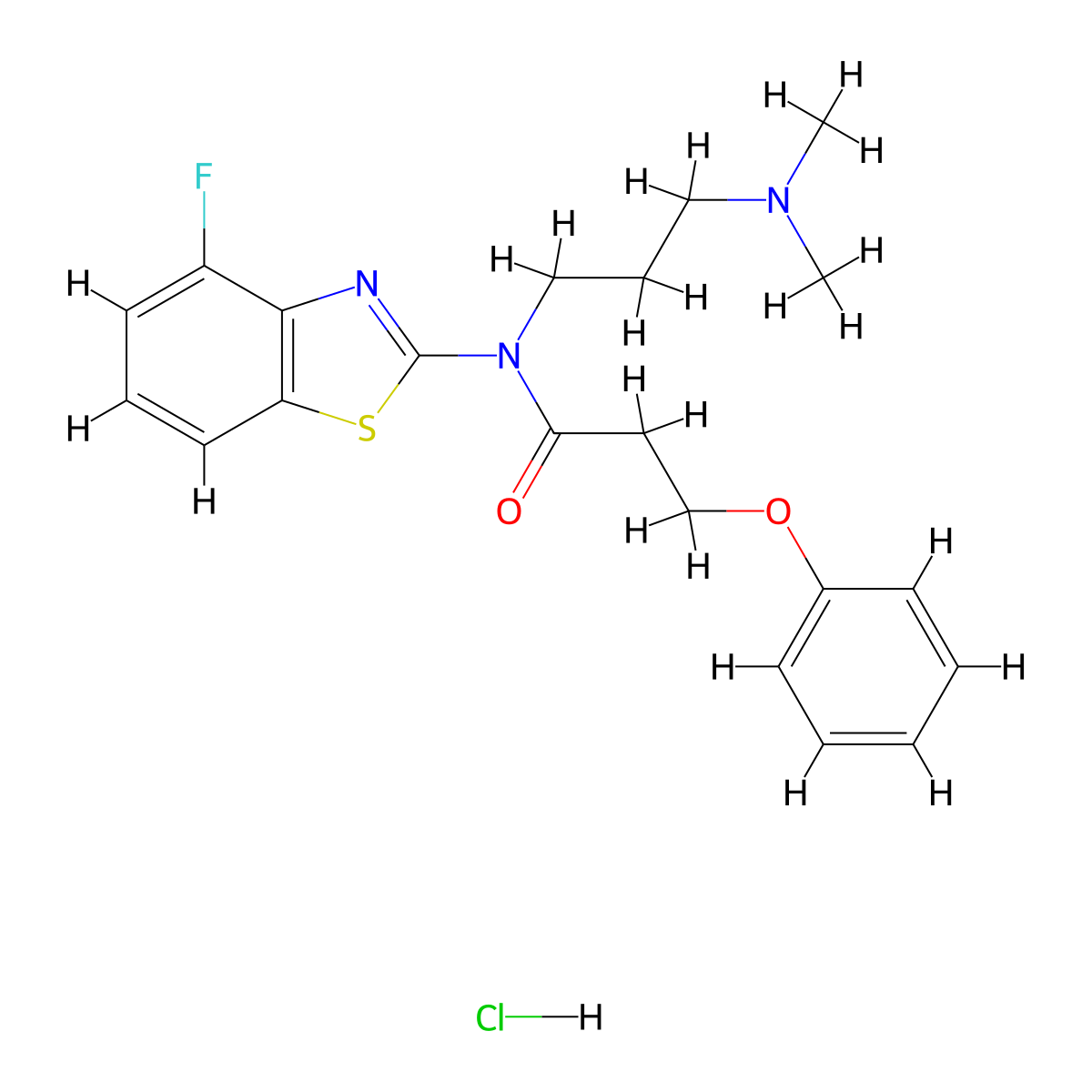 N-(3-(dimethylamino)propyl)-N-(4-fluorobenzo[d]thiazol-2-yl)-3-phenoxypropanamide hydrochloride molecular structure, CAS 1052537-35-5