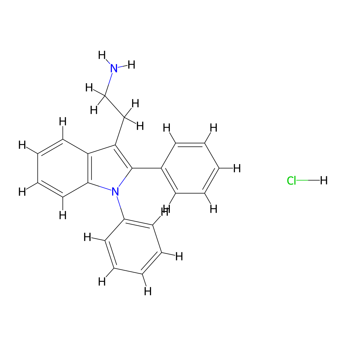 2-(1,2-Diphenylindol-3-yl)ethanamine hydrochloride molecular structure, CAS 1052537-40-2