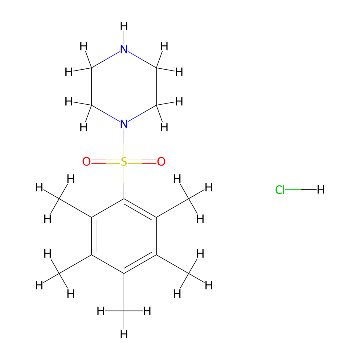 1-(Pentamethylbenzenesulfonyl)piperazine hydrochloride molecular structure, CAS 1052537-55-9