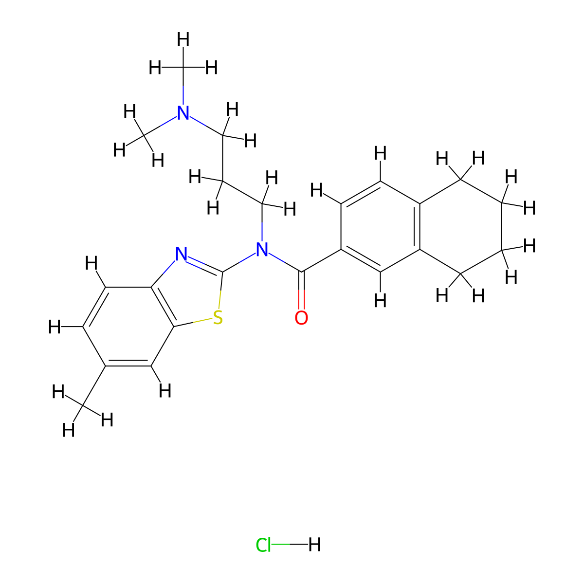 N-(3-(dimethylamino)propyl)-N-(6-methylbenzo[d]thiazol-2-yl)-5,6,7,8-tetrahydronaphthalene-2-carboxamide hydrochloride molecular structure, CAS 1052537-67-3