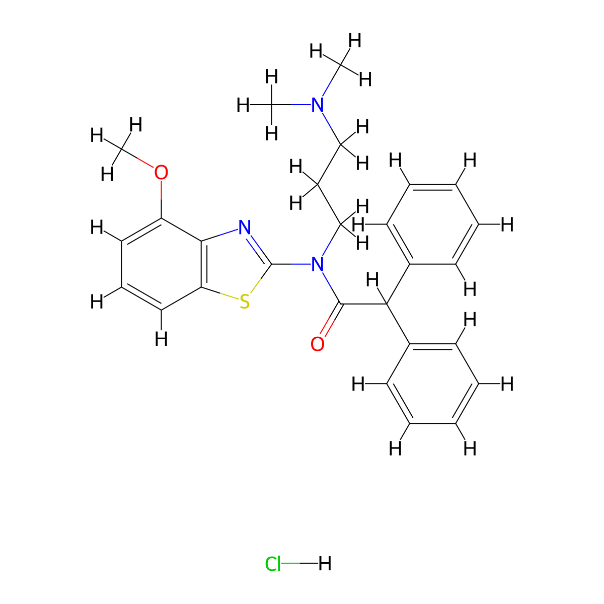 N-(3-(dimethylamino)propyl)-N-(4-methoxybenzo[d]thiazol-2-yl)-2,2-diphenylacetamide hydrochloride molecular structure, CAS 1052537-71-9