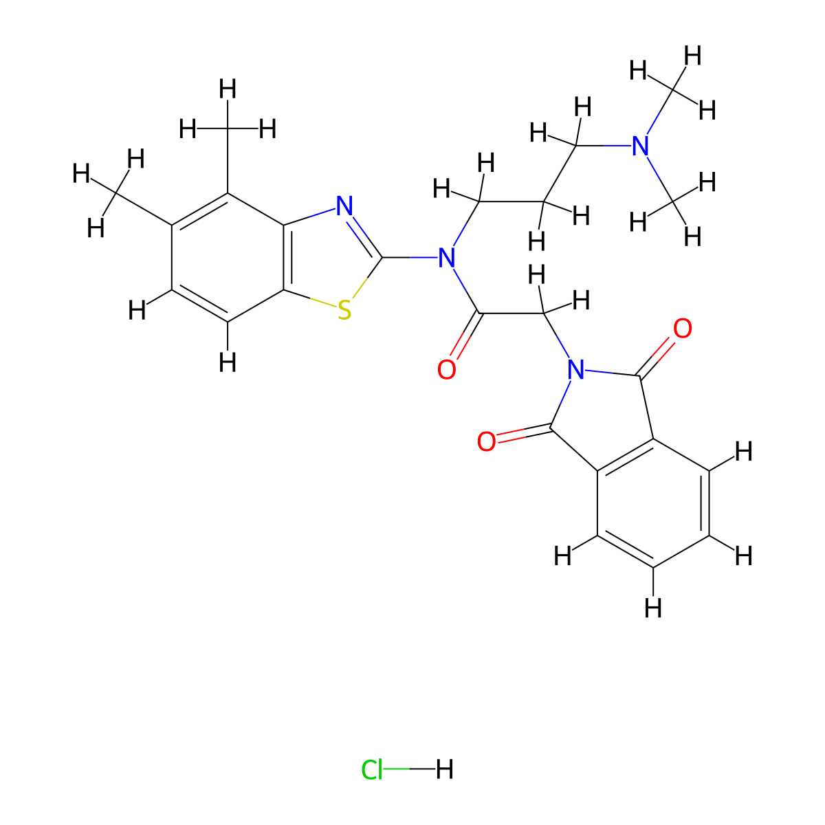 N-(3-(dimethylamino)propyl)-N-(4,5-dimethylbenzo[d]thiazol-2-yl)-2-(1,3-dioxoisoindolin-2-yl)acetamide hydrochloride molecular structure, CAS 1052538-01-8