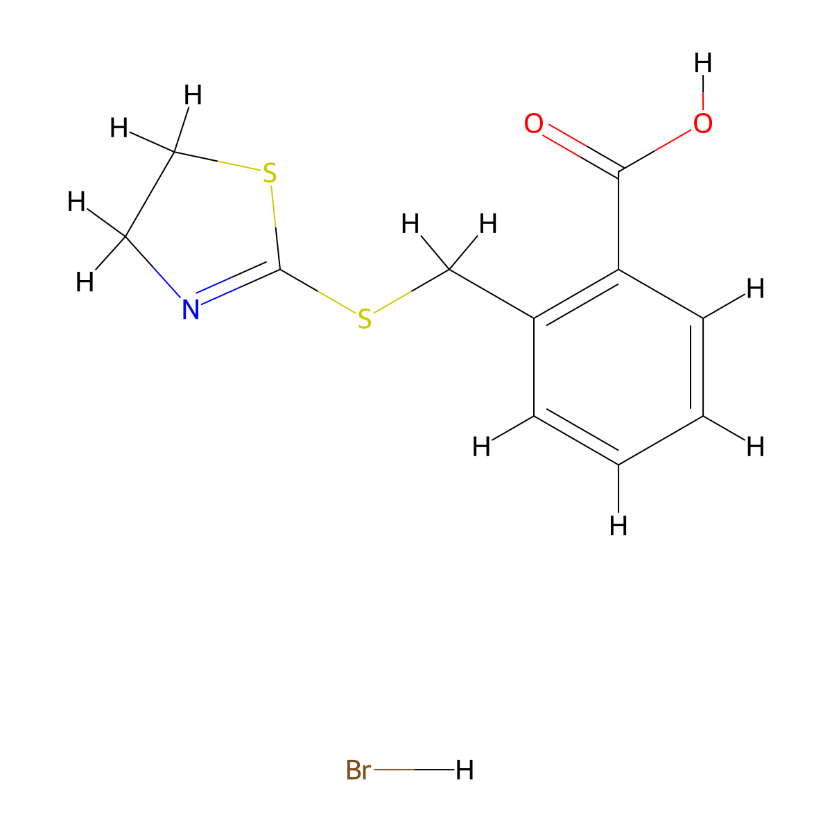 2-[(4,5-Dihydro-1,3-thiazol-2-ylsulfanyl)methyl]benzoic acid hydrobromide molecular structure, CAS 1052538-47-2