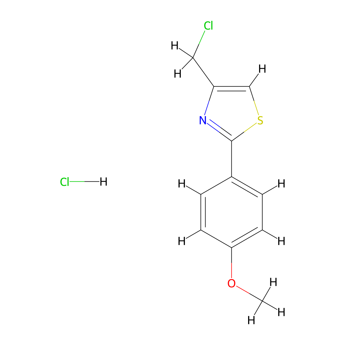 4-(Chloromethyl)-2-(4-methoxyphenyl)-1,3-thiazole hydrochloride molecular structure, CAS 1052538-51-8