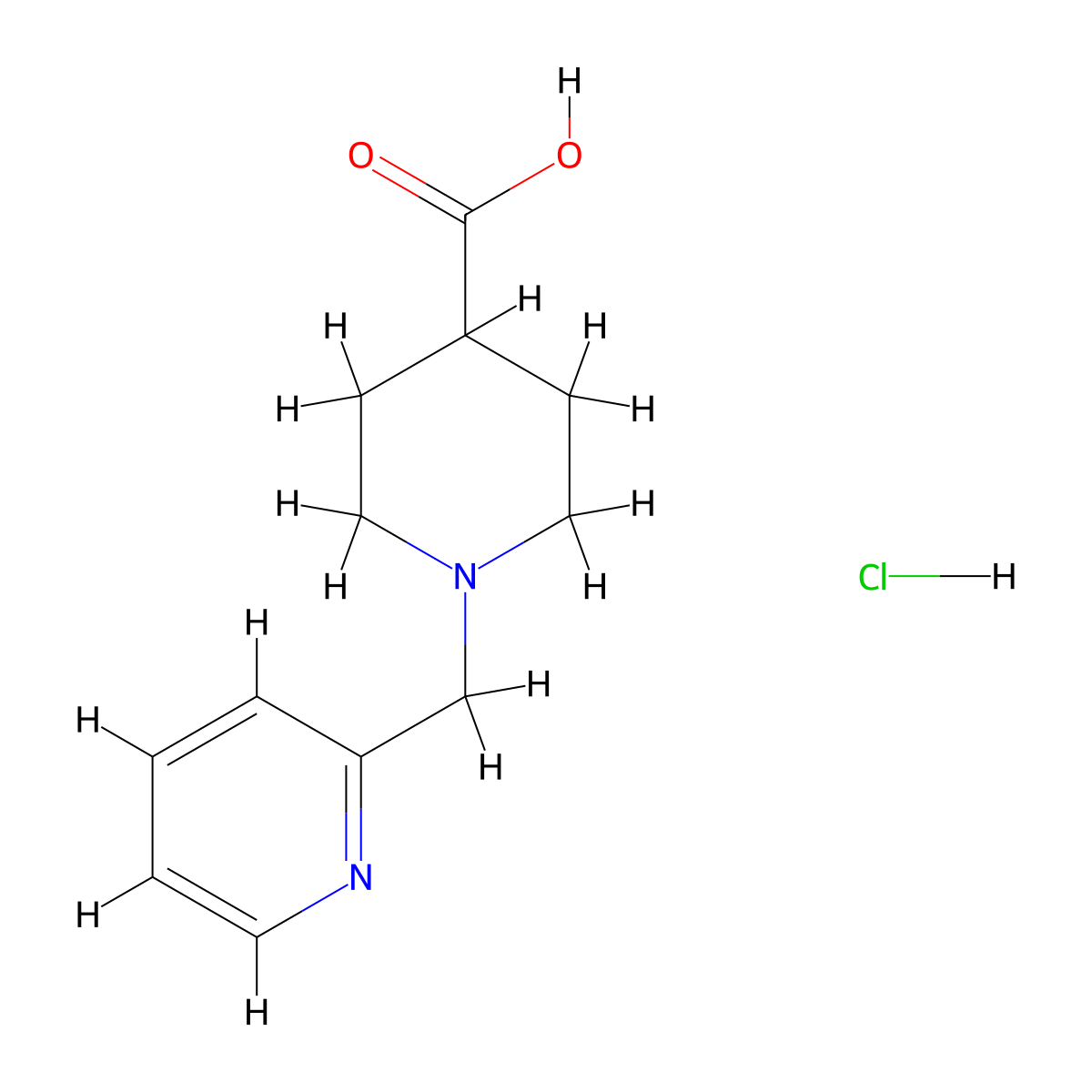 1-Pyridin-2-ylmethyl-piperidine-4-carboxylic acid hydrochloride molecular structure, CAS 1052538-53-0