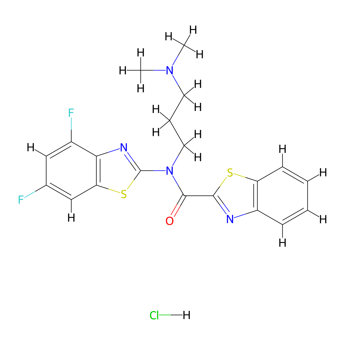 N-(4,6-difluorobenzo[d]thiazol-2-yl)-N-(3-(dimethylamino)propyl)benzo[d]thiazole-2-carboxamide hydrochloride molecular structure, CAS 1052538-62-1