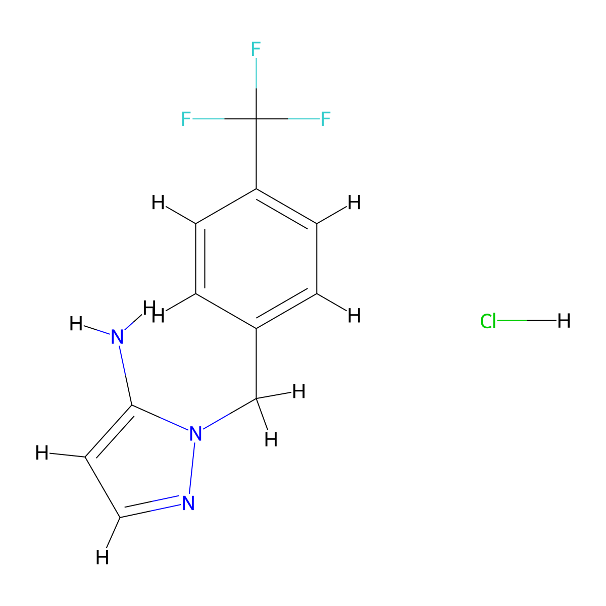 1-((4-(trifluoromethyl)phenyl)methyl)-1H-pyrazol-5-amine hydrochloride molecular structure, CAS 1052539-34-0