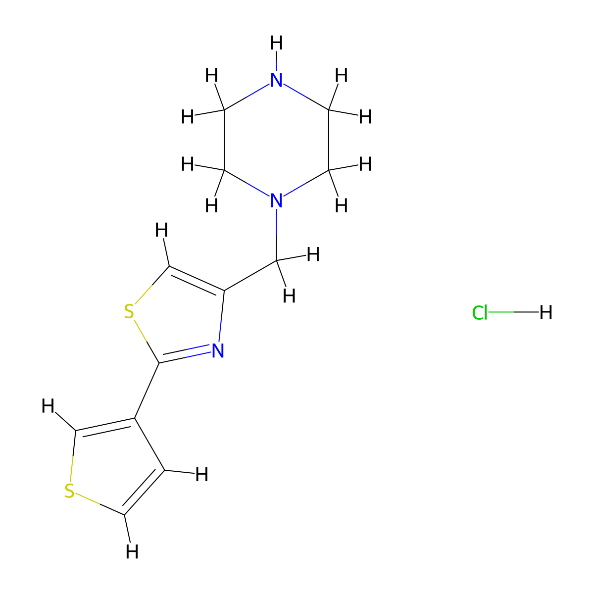1-[(2-Thien-3-yl-1,3-thiazol-4-yl)methyl]piperazine hydrochloride molecular structure, CAS 1052539-68-0