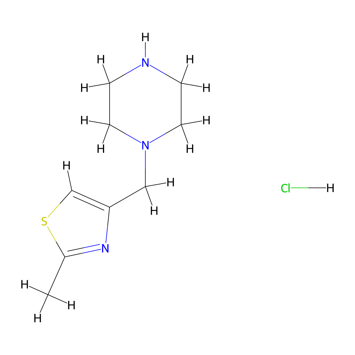1-[(2-Methyl-1,3-thiazol-4-yl)methyl]piperazine hydrochloride molecular structure, CAS 1052539-75-9