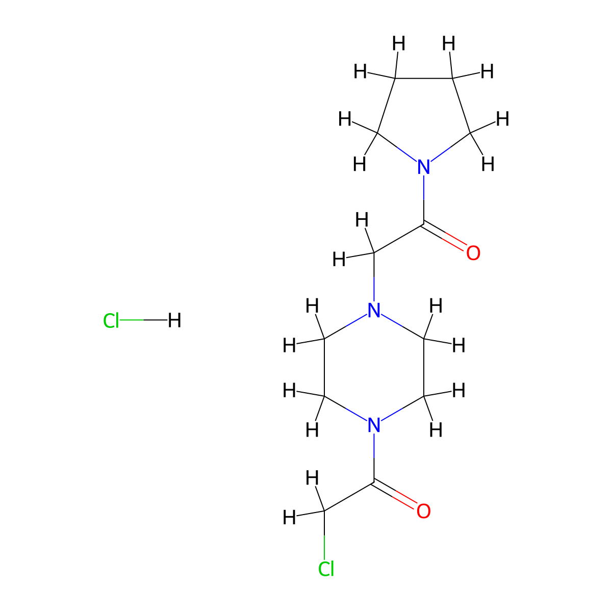 2-Chloro-1-{4-[2-oxo-2-(pyrrolidin-1-yl)ethyl]piperazin-1-yl}ethan-1-onehydrochloride molecular structure, CAS 1052539-77-1