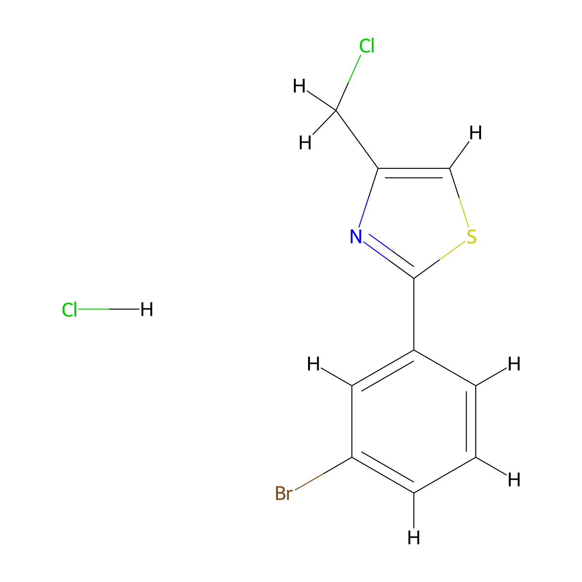 2-(3-Bromophenyl)-4-(chloromethyl)-1,3-thiazole hydrochloride molecular structure, CAS 1052539-88-4