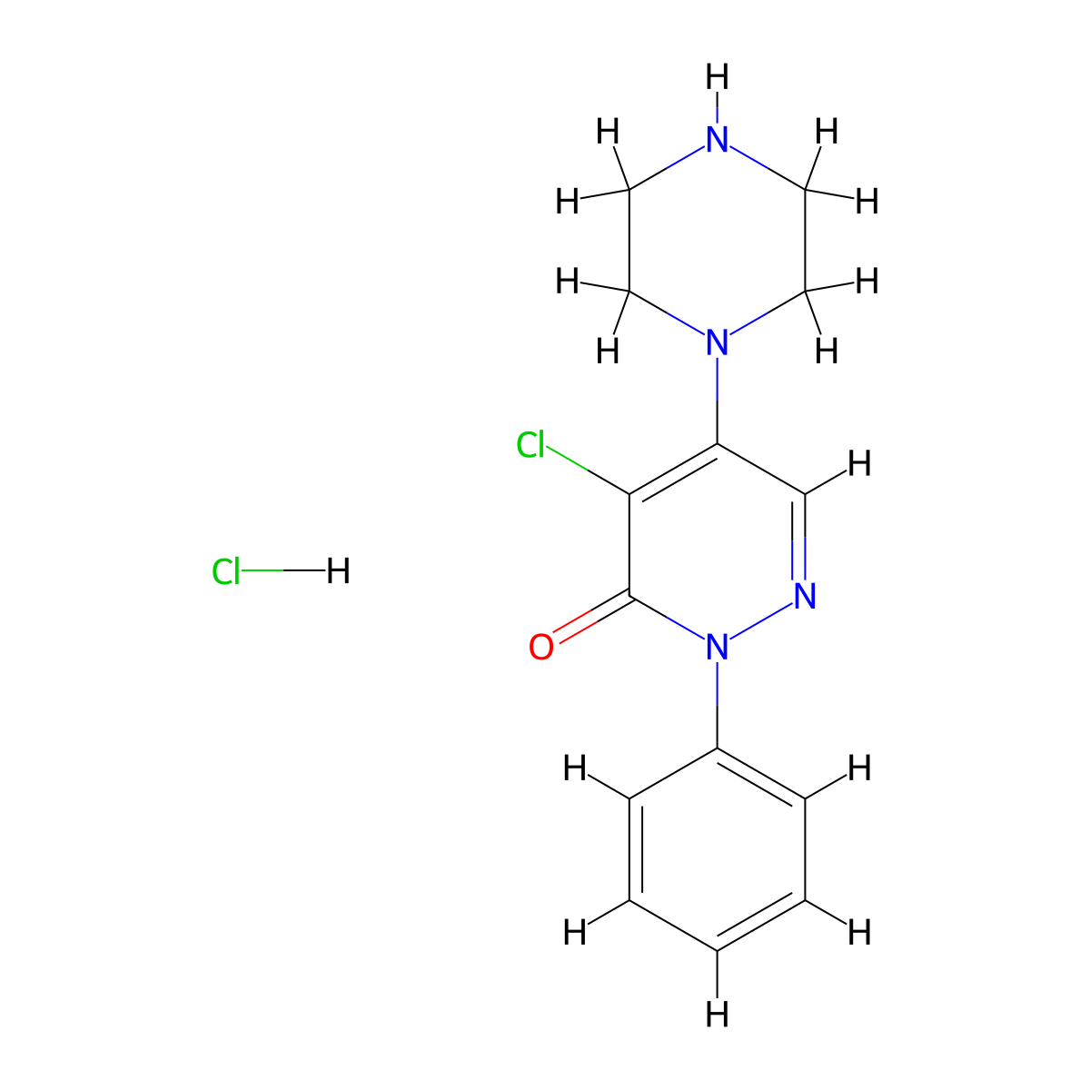 4-Chloro-2-phenyl-5-(piperazin-1-yl)-2,3-dihydropyridazin-3-one hydrochloride molecular structure, CAS 1052540-00-7