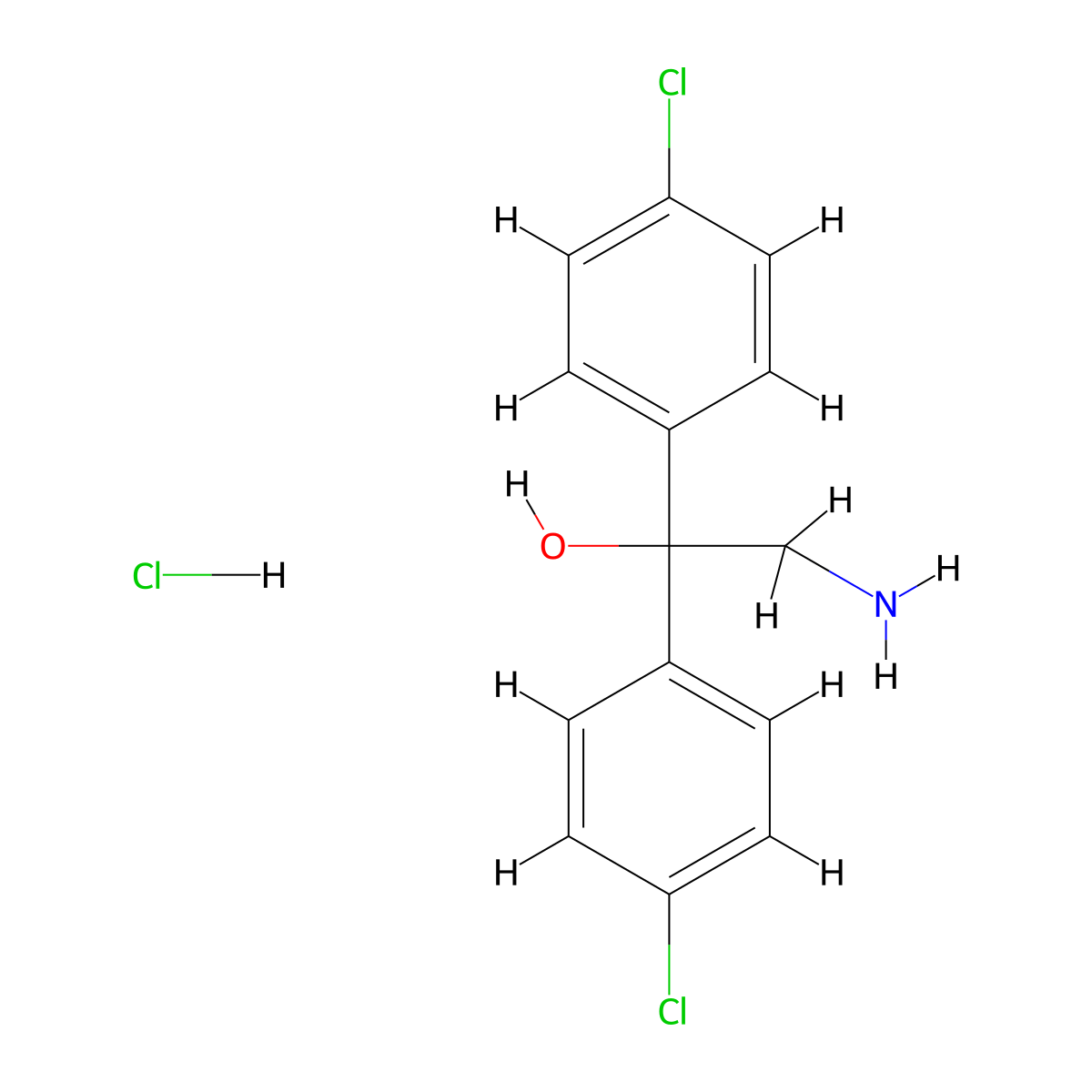 2-Amino-1,1-bis(4-chlorophenyl)ethan-1-ol hydrochloride molecular structure, CAS 1052540-16-5