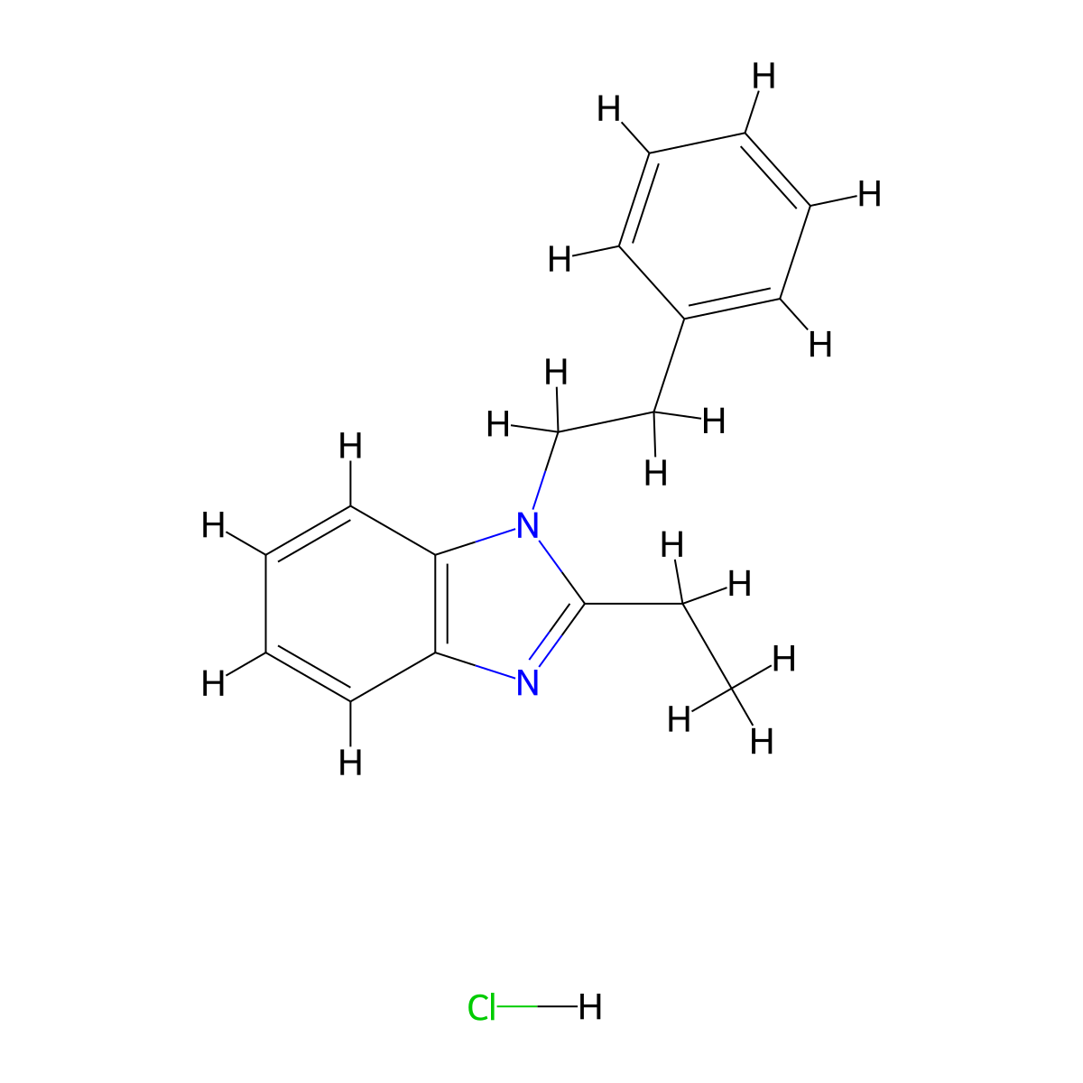 2-ethyl-1-phenethyl-1H-benzo[d]imidazole hydrochloride molecular structure, CAS 1052541-25-9