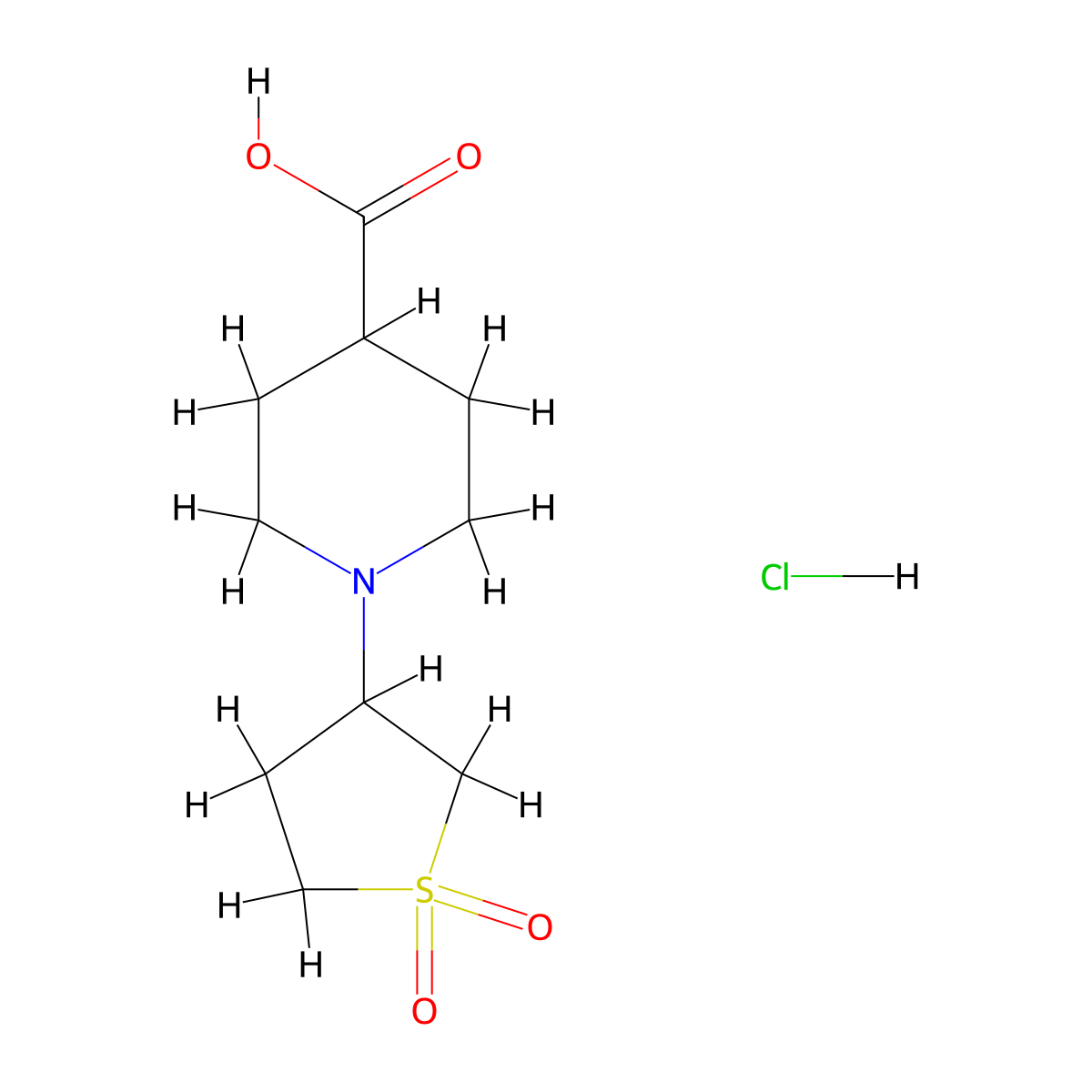 1-(1,1-Dioxothiolan-3-yl)piperidine-4-carboxylic acid hydrochloride molecular structure, CAS 1052541-78-2