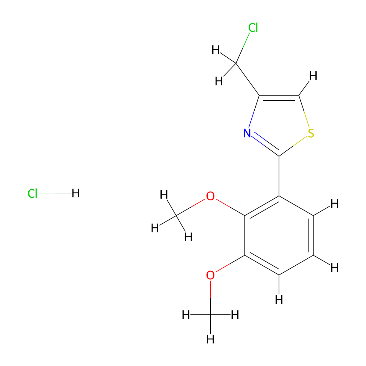 4-(Chloromethyl)-2-(2,3-dimethoxyphenyl)-1,3-thiazole hydrochloride molecular structure, CAS 1052541-93-1