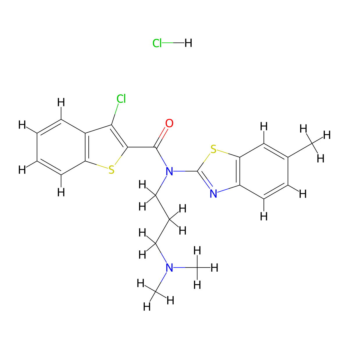 3-chloro-N-(3-(dimethylamino)propyl)-N-(6-methylbenzo[d]thiazol-2-yl)benzo[b]thiophene-2-carboxamide hydrochloride molecular structure, CAS 1052542-04-7