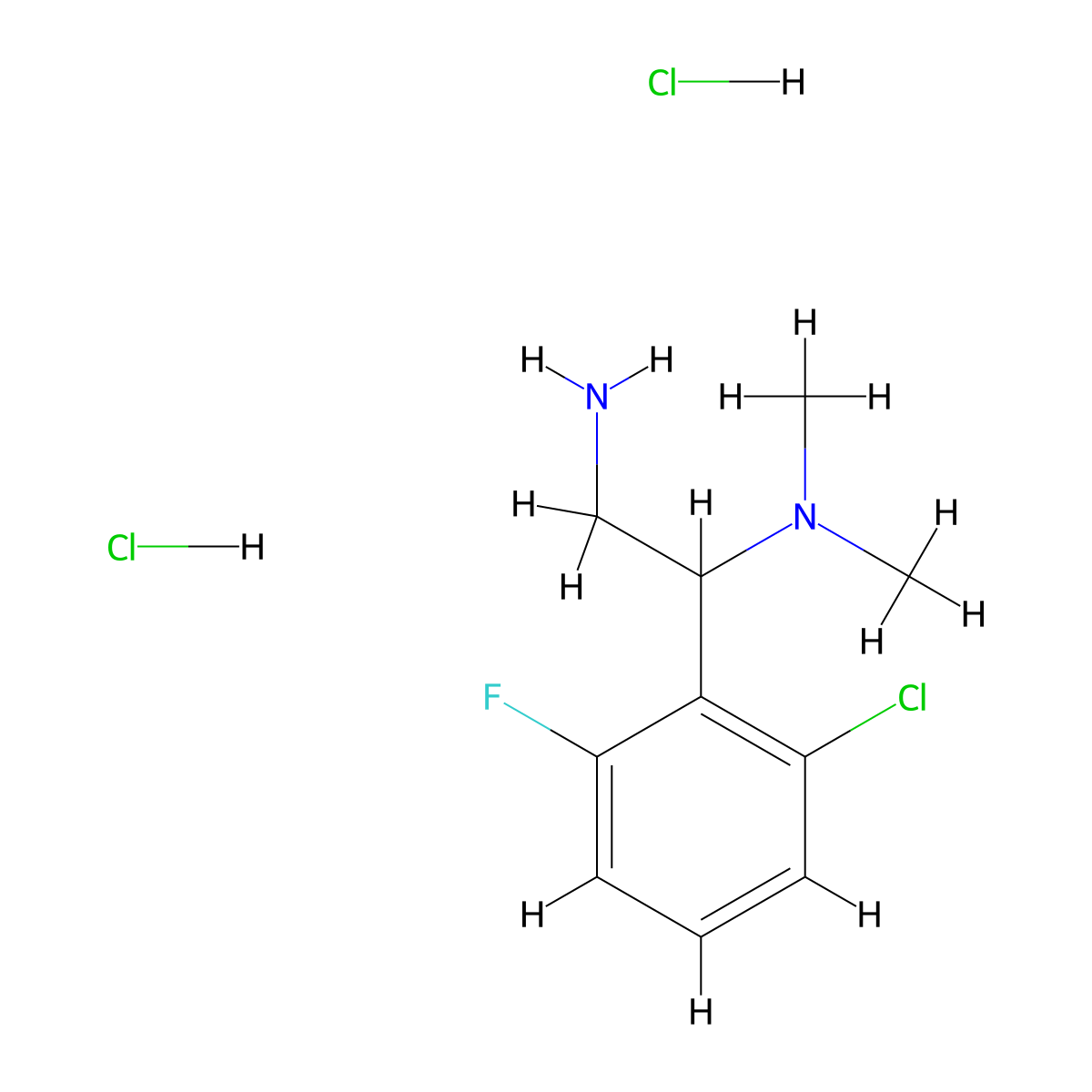 [2-Amino-1-(2-chloro-6-fluorophenyl)ethyl]dimethylamine dihydrochloride molecular structure, CAS 1052542-14-9