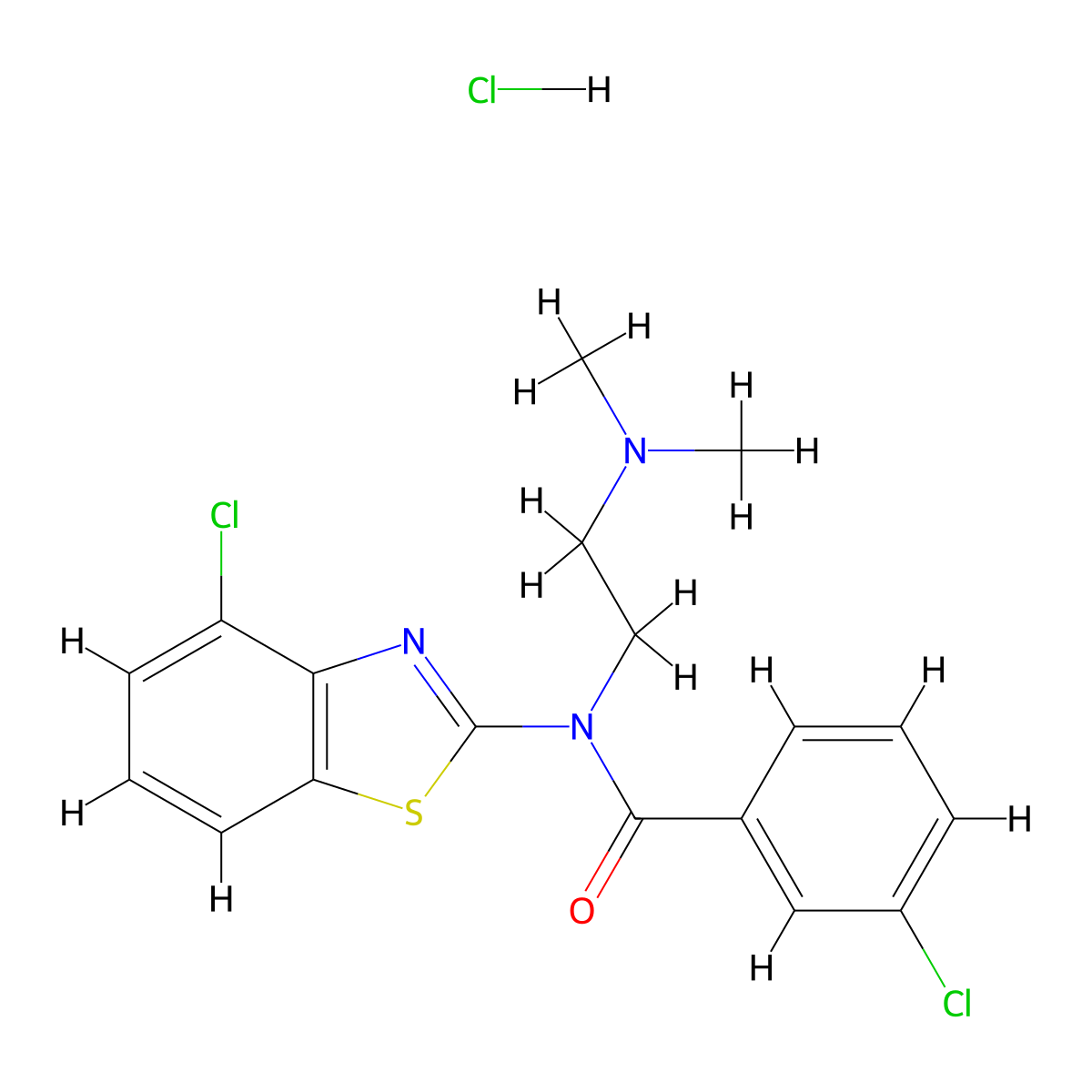 3-chloro-N-(4-chlorobenzo[d]thiazol-2-yl)-N-(2-(dimethylamino)ethyl)benzamide hydrochloride molecular structure, CAS 1052542-15-0