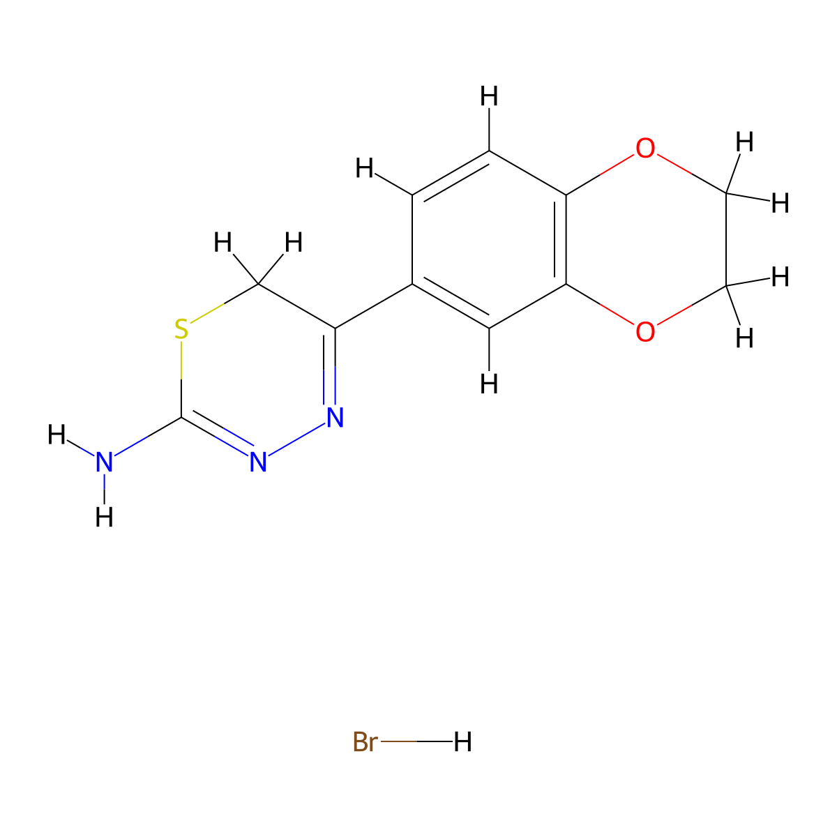 5-(2,3-Dihydro-benzo[1,4]dioxin-6-yl)-6H-[1,3,4]-thiadiazin-2-ylamine hydrobromide molecular structure, CAS 1052542-29-6