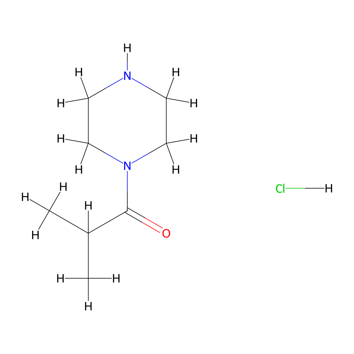 2-Methyl-1-(piperazin-1-yl)propan-1-one hydrochloride molecular structure, CAS 1052542-35-4