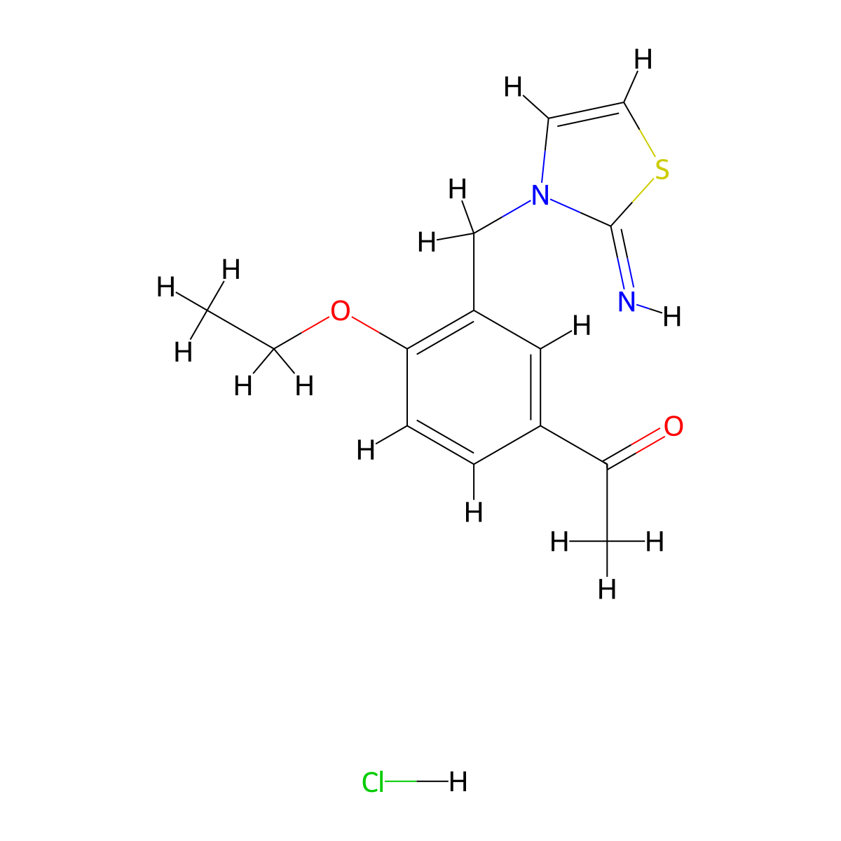 1-{4-Ethoxy-3-[(2-imino-2,3-dihydro-1,3-thiazol-3-yl)methyl]phenyl}ethan-1-one hydrochloride molecular structure, CAS 1052542-76-3