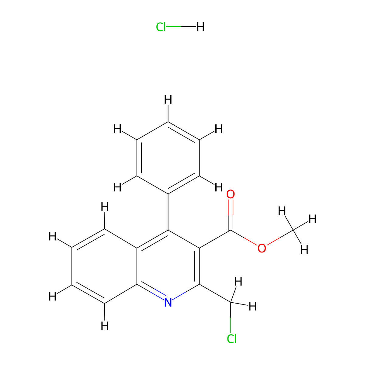 Methyl 2-(chloromethyl)-4-phenylquinoline-3-carboxylate hydrochloride molecular structure, CAS 1052542-93-4