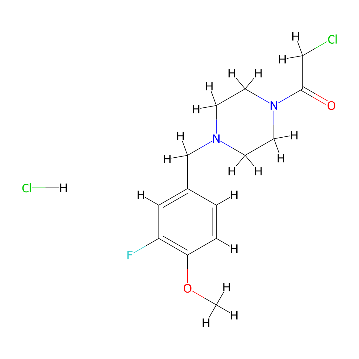 2-Chloro-1-{4-[(3-fluoro-4-methoxyphenyl)methyl]piperazin-1-yl}ethan-1-one hydrochloride molecular structure, CAS 1052542-98-9