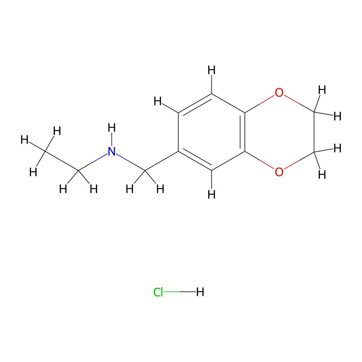 ((2,3-Dihydro-1,4-benzodioxin-6-yl)methyl)(ethyl)amine hydrochloride molecular structure, CAS 1052543-02-8