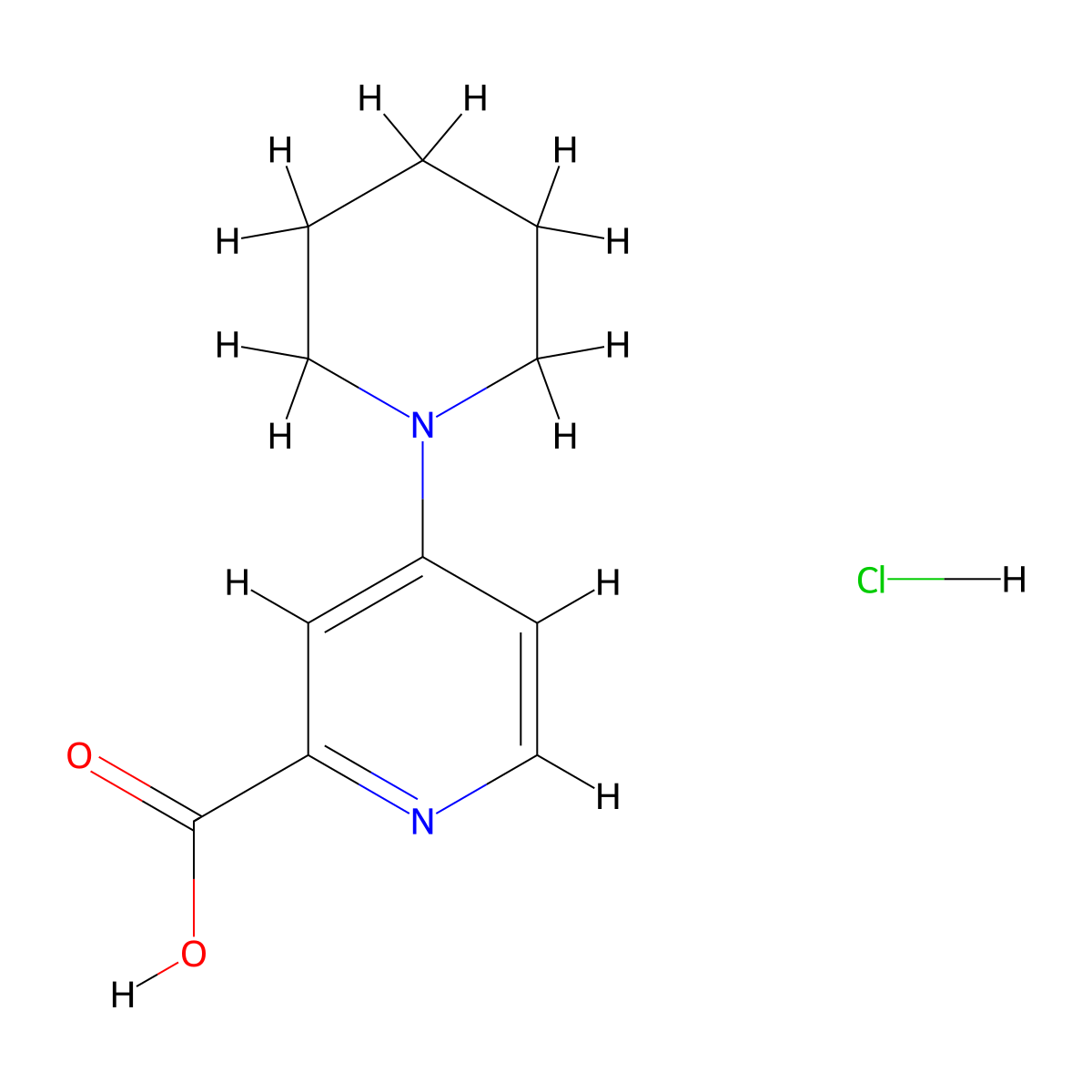 4-Piperidin-1-ylpyridine-2-carboxylic acid hydrochloride molecular structure, CAS 1052543-05-1