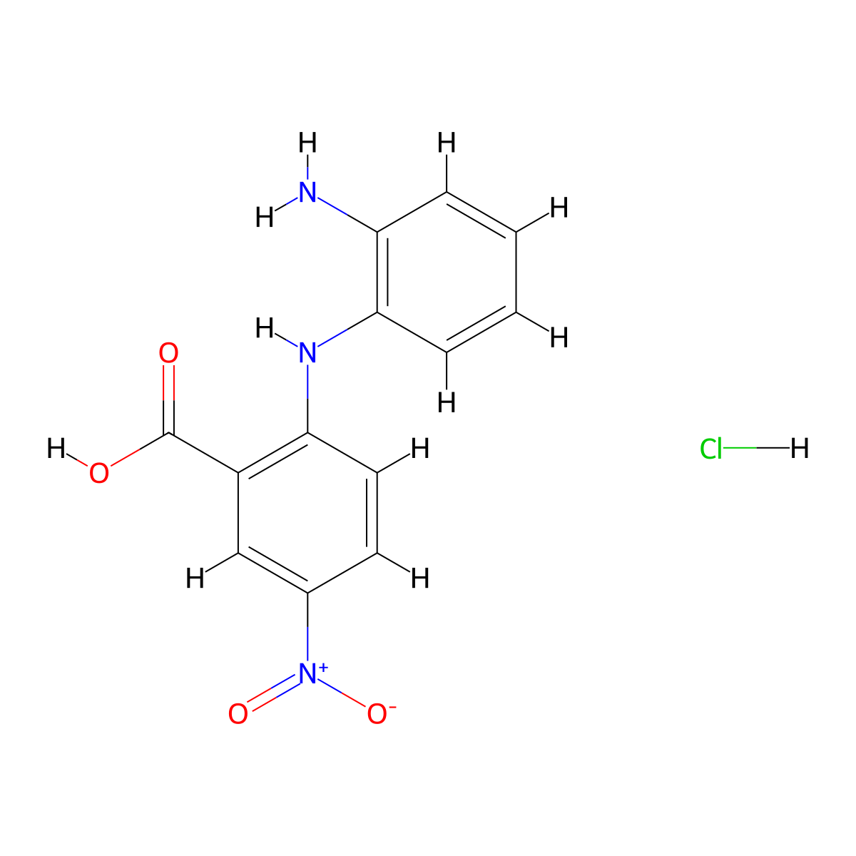 2-(2-Aminoanilino)-5-nitrobenzenecarboxylic acid hydrachloride molecular structure, CAS 1052543-36-8