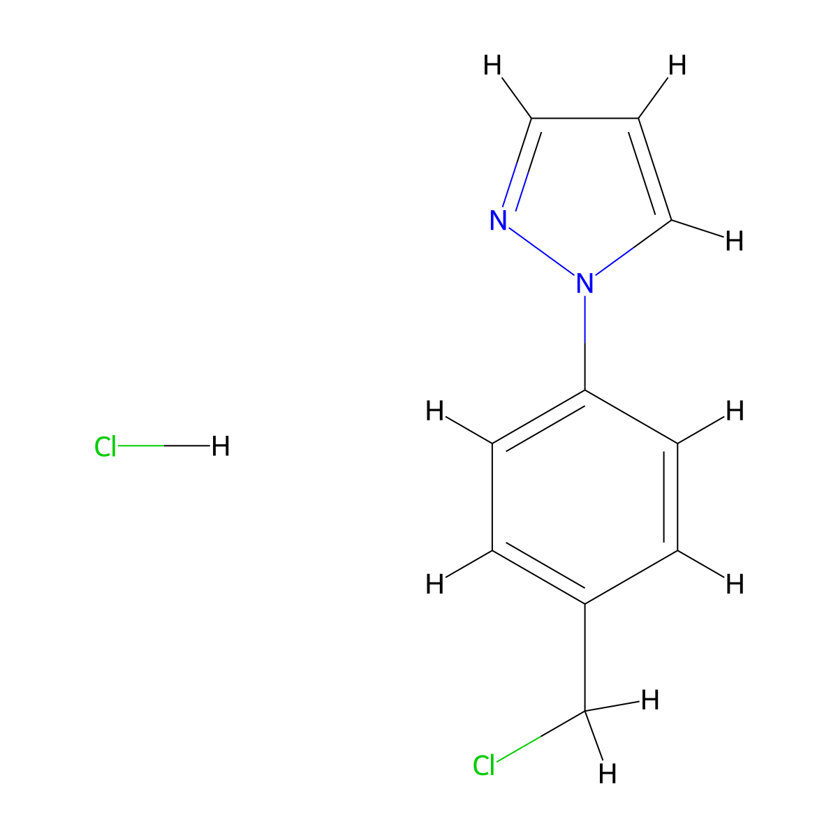 1-(4-(Chloromethyl)phenyl)-1H-pyrazole hydrochloride molecular structure, CAS 1052543-40-4