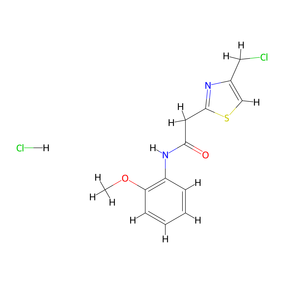 2-(4-(chloromethyl)-1,3-thiazol-2-yl)-N-(2-methoxyphenyl)acetamide hydrochloride molecular structure, CAS 1052543-47-1