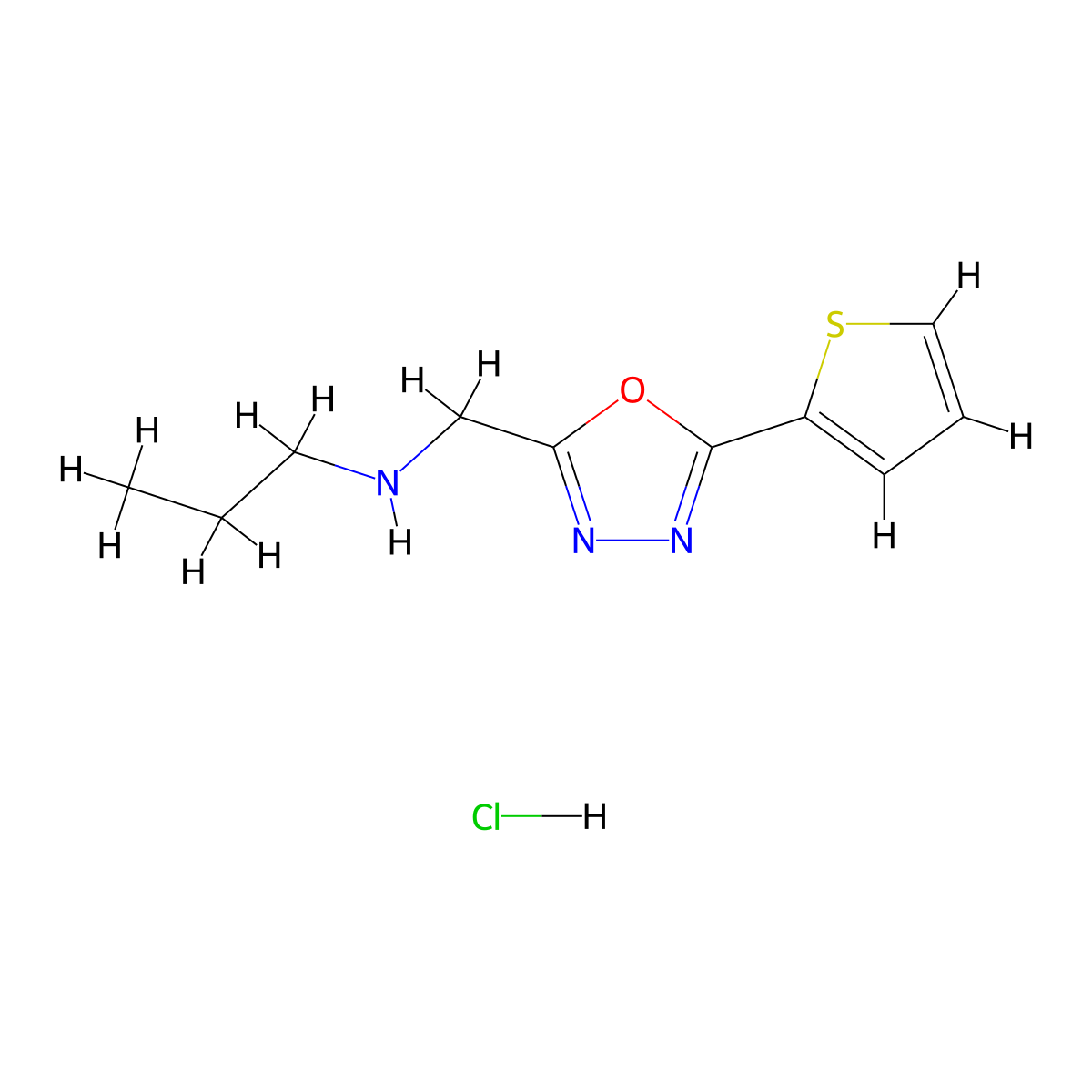Propyl({[5-(thiophen-2-yl)-1,3,4-oxadiazol-2-yl]methyl})amine hydrochloride molecular structure, CAS 1052543-68-6