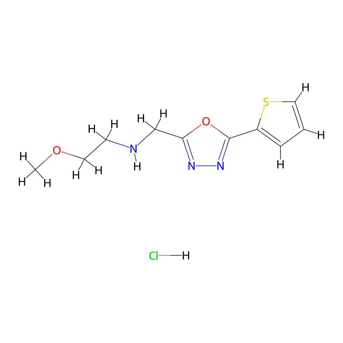 N-(2-methoxyethyl)-N-[(5-thien-2-yl-1,3,4-oxadiazol-2-yl)methyl]amine hydrochloride molecular structure, CAS 1052543-77-7