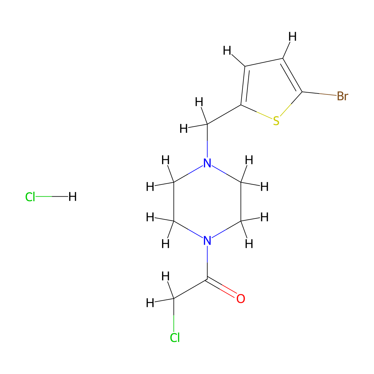 1-(4-((5-Bromothiophen-2-yl)methyl)piperazin-1-yl)-2-chloroethan-1-one hydrochloride molecular structure, CAS 1052544-19-0