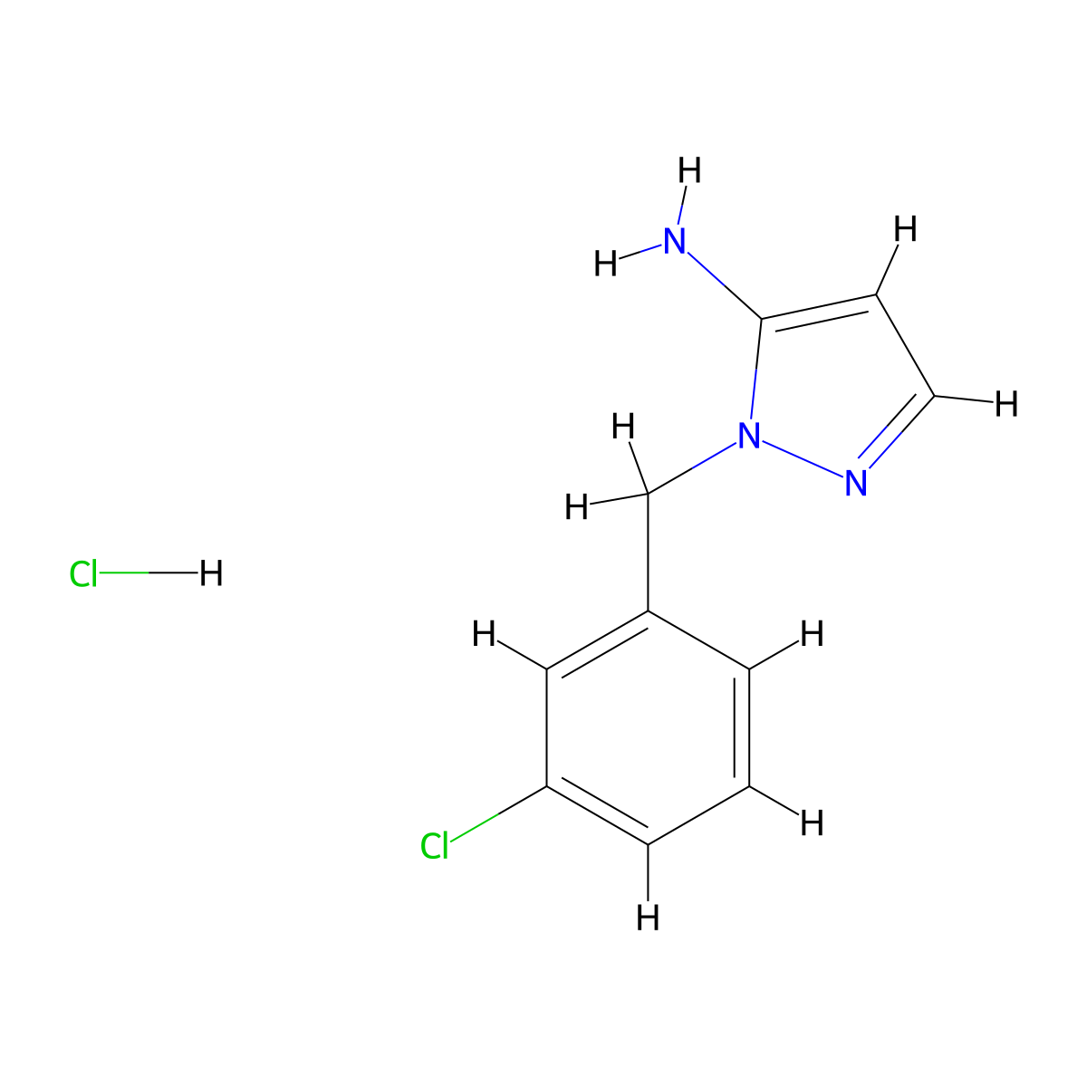 1-[(3-chlorophenyl)methyl]-1H-pyrazol-5-amine hydrochloride molecular structure, CAS 1052544-22-5