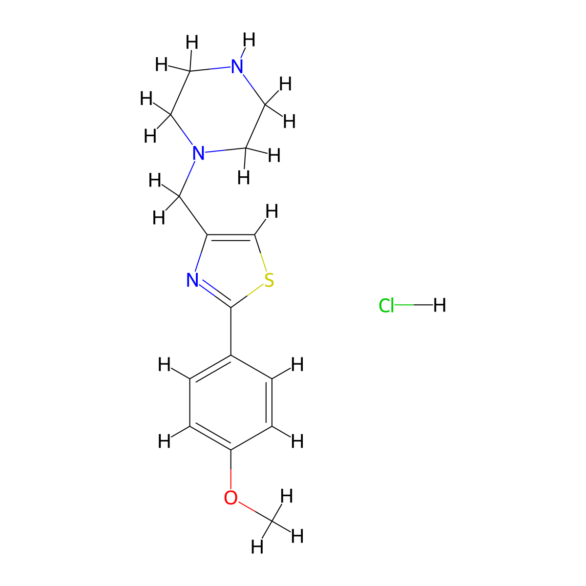 1-((2-(4-Methoxyphenyl)-1,3-thiazol-4-yl)methyl)piperazine hydrochloride molecular structure, CAS 1052544-34-9