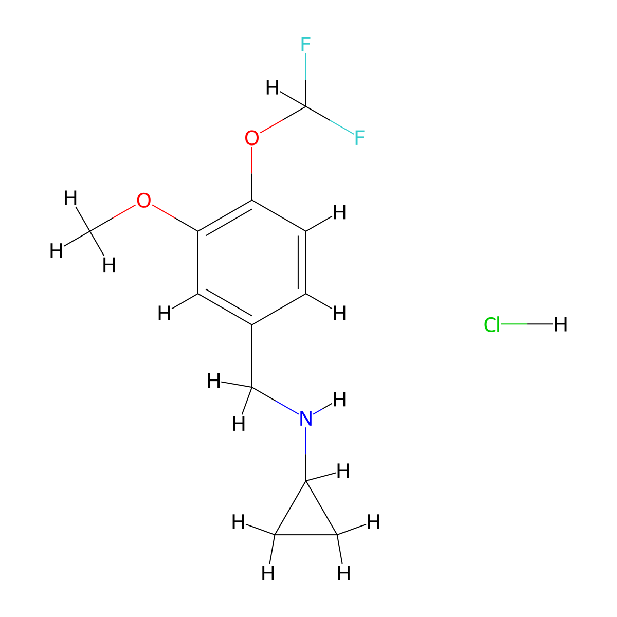 N-{[4-(difluoromethoxy)-3-methoxyphenyl]methyl}cyclopropanamine hydrochloride molecular structure, CAS 1052544-42-9