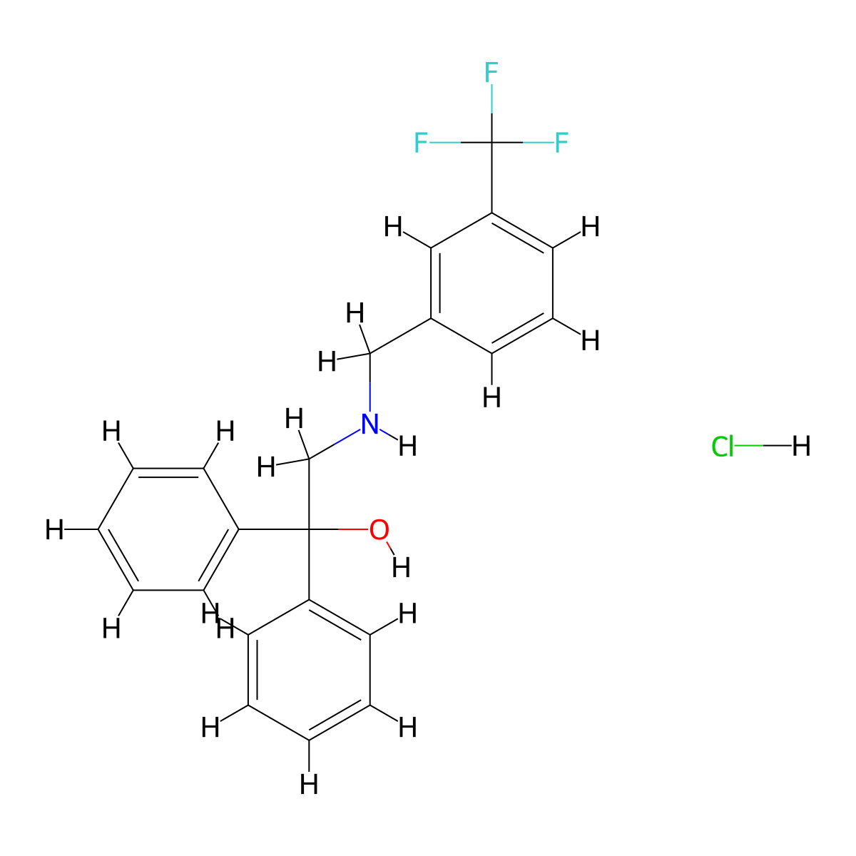 1,1-Diphenyl-2-{[3-(trifluoromethyl)benzyl]amino}-1-ethanol hydra chloride molecular structure, CAS 1052544-46-3