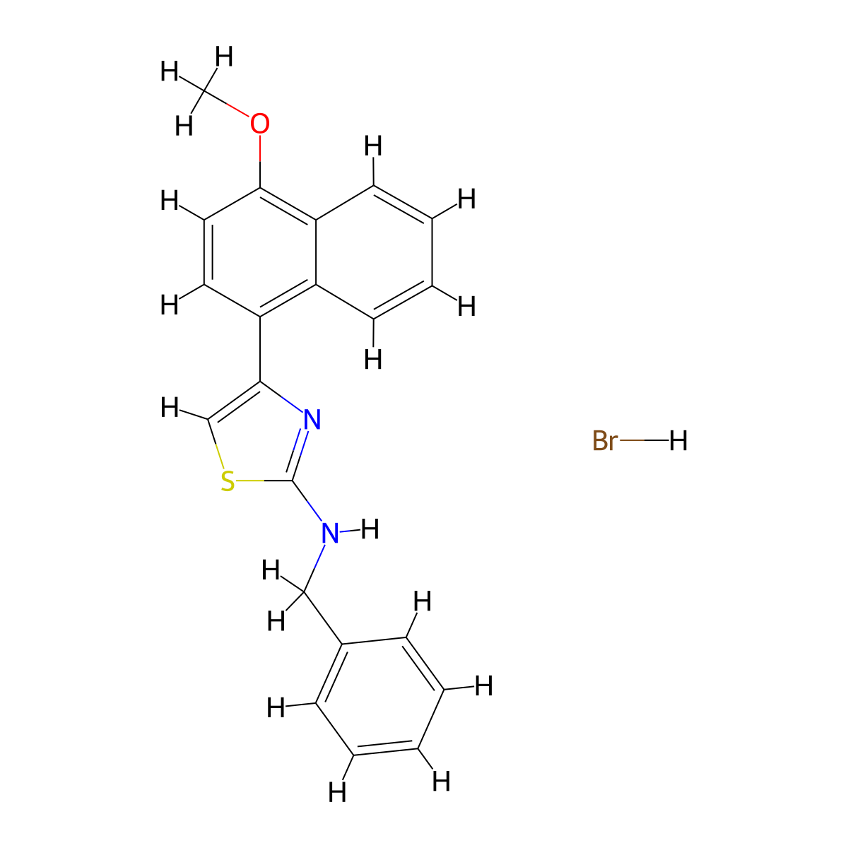 N-benzyl-4-(4-methoxynaphthalen-1-yl)-1,3-thiazol-2-amine hydrobromide molecular structure, CAS 1052544-77-0