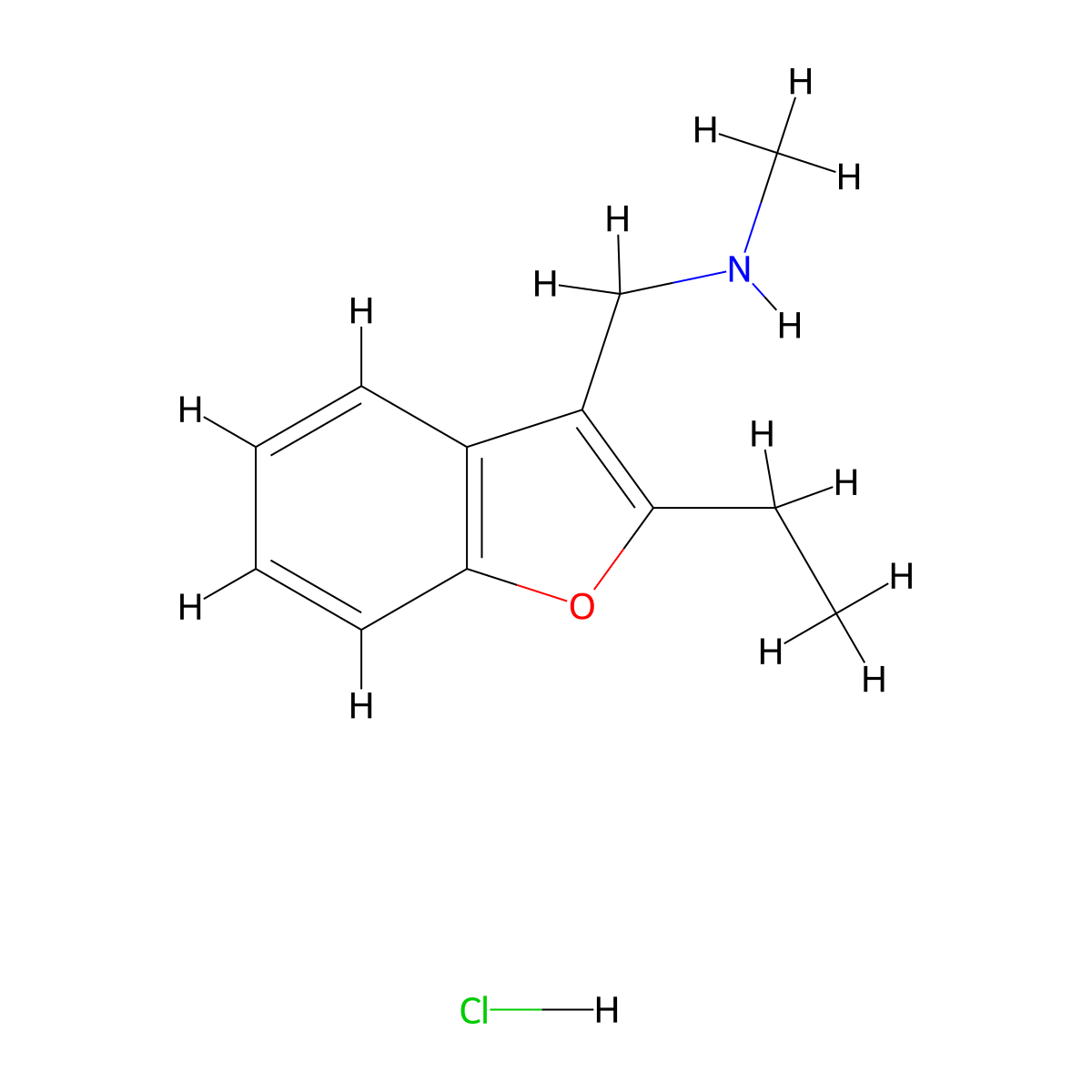 1-(2-Ethylbenzofuran-3-yl)-N-methylmethanamine hydrochloride molecular structure, CAS 1052545-07-9