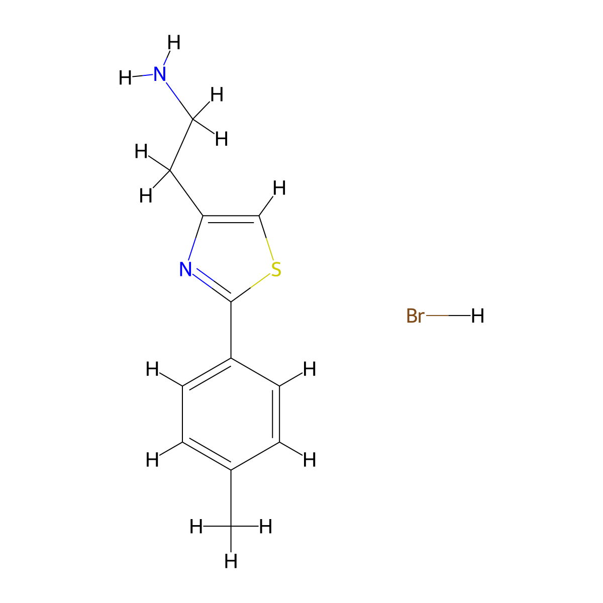 2-[2-(4-Methylphenyl)-1,3-thiazol-4-yl]-1-ethanamine-hydrabromide molecular structure, CAS 1052545-41-1