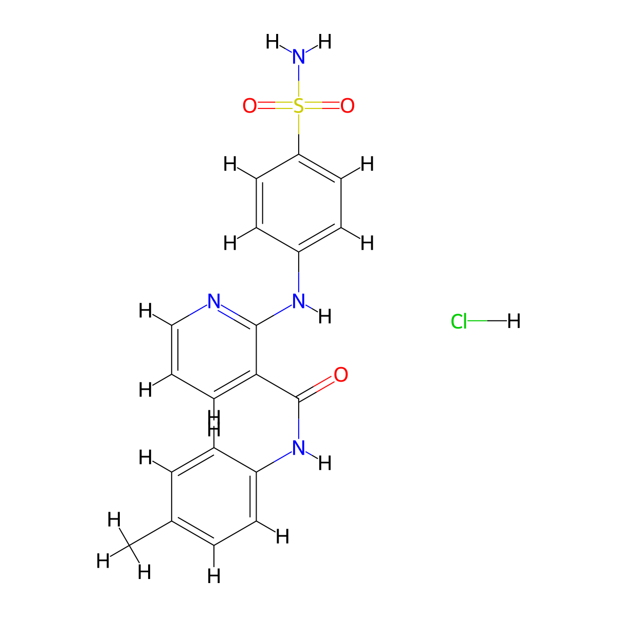 N-(4-methylphenyl)-2-[(4-sulfamoylphenyl)amino]pyridine-3-carboxamide hydrochloride molecular structure, CAS 1052545-49-9