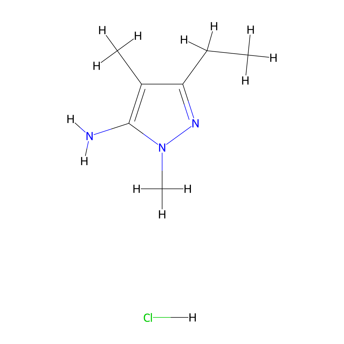 5-Ethyl-2,4-dimethyl-2H-pyrazol-3-ylamine hydrochloride molecular structure, CAS 1052545-58-0