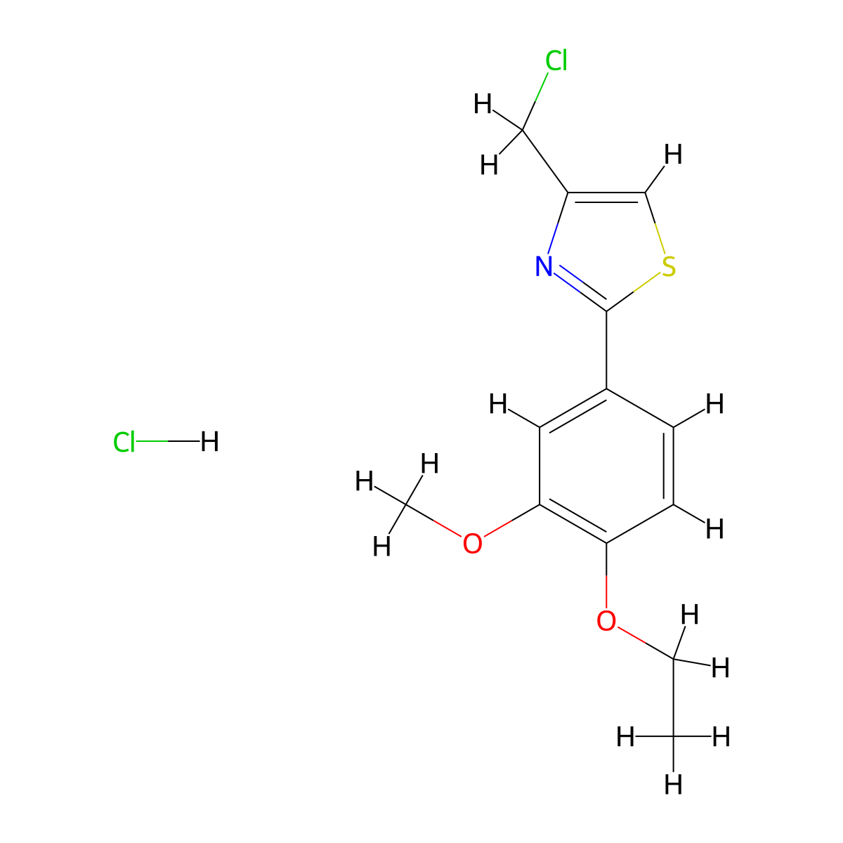 4-(Chloromethyl)-2-(4-ethoxy-3-methoxyphenyl)-1,3-thiazole hydrochloride molecular structure, CAS 1052545-61-5