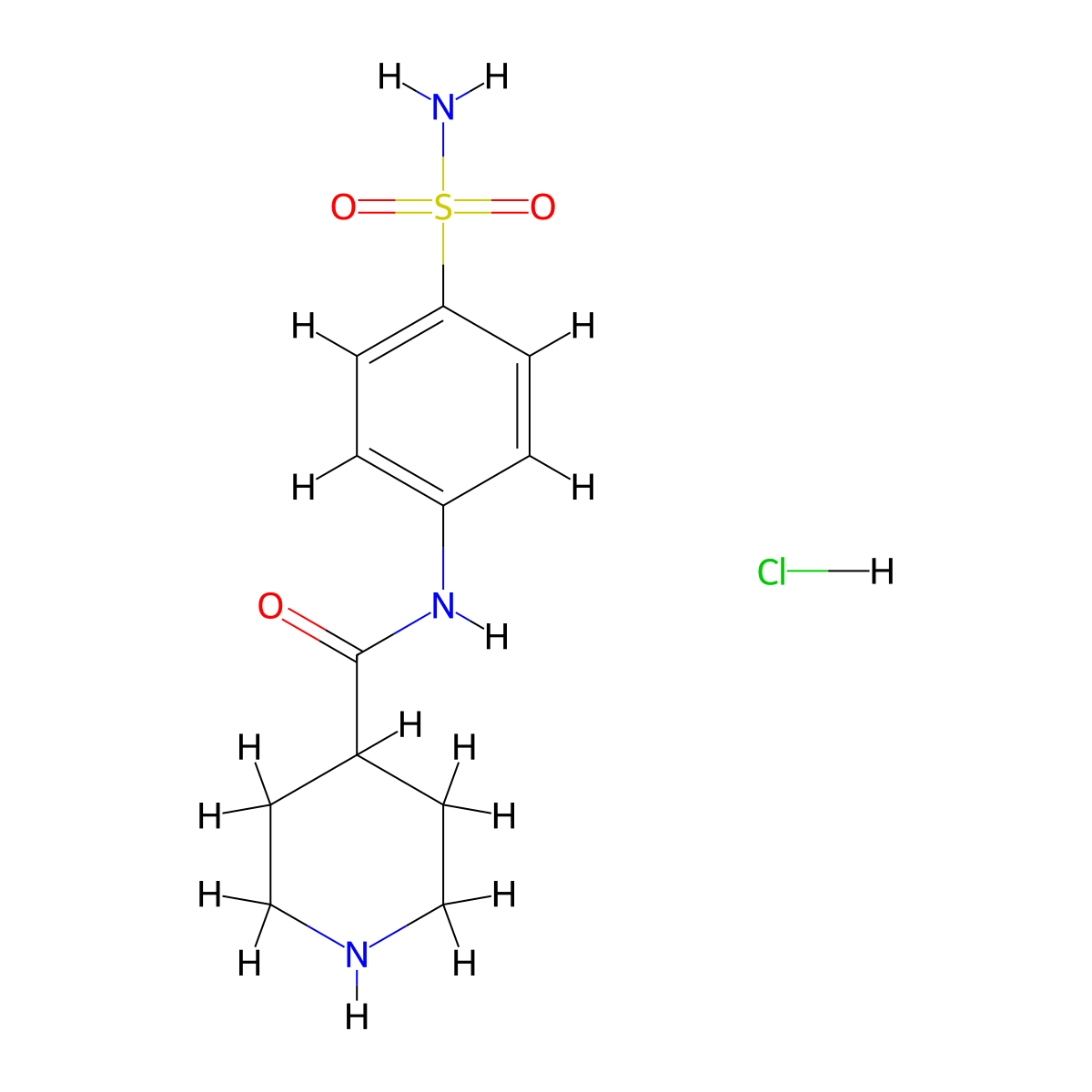 N-(4-sulfamoylphenyl)piperidine-4-carboxamide hydrochloride molecular structure, CAS 1052545-65-9