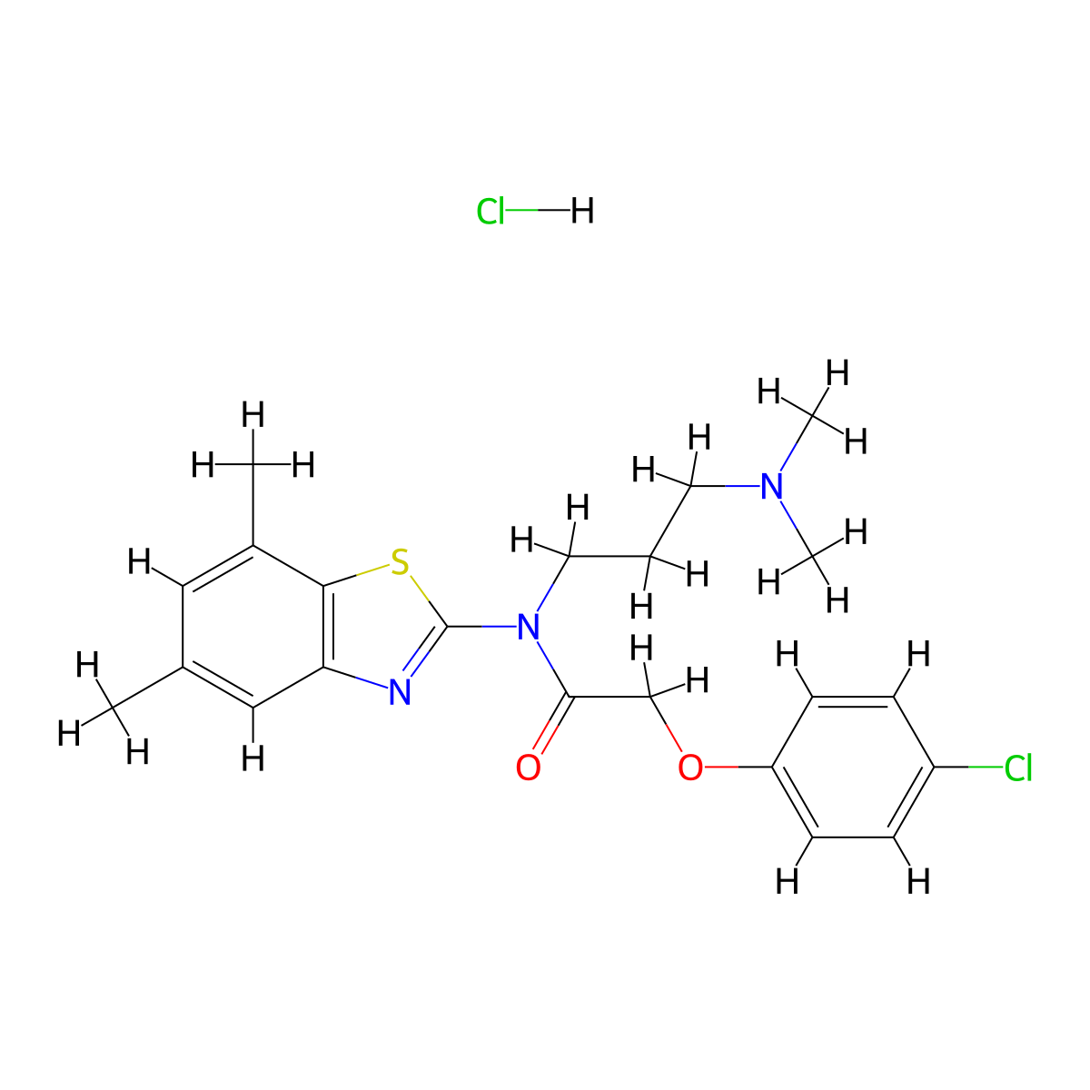 2-(4-chlorophenoxy)-N-(3-(dimethylamino)propyl)-N-(5,7-dimethylbenzo[d]thiazol-2-yl)acetamide hydrochloride molecular structure, CAS 1052545-72-8
