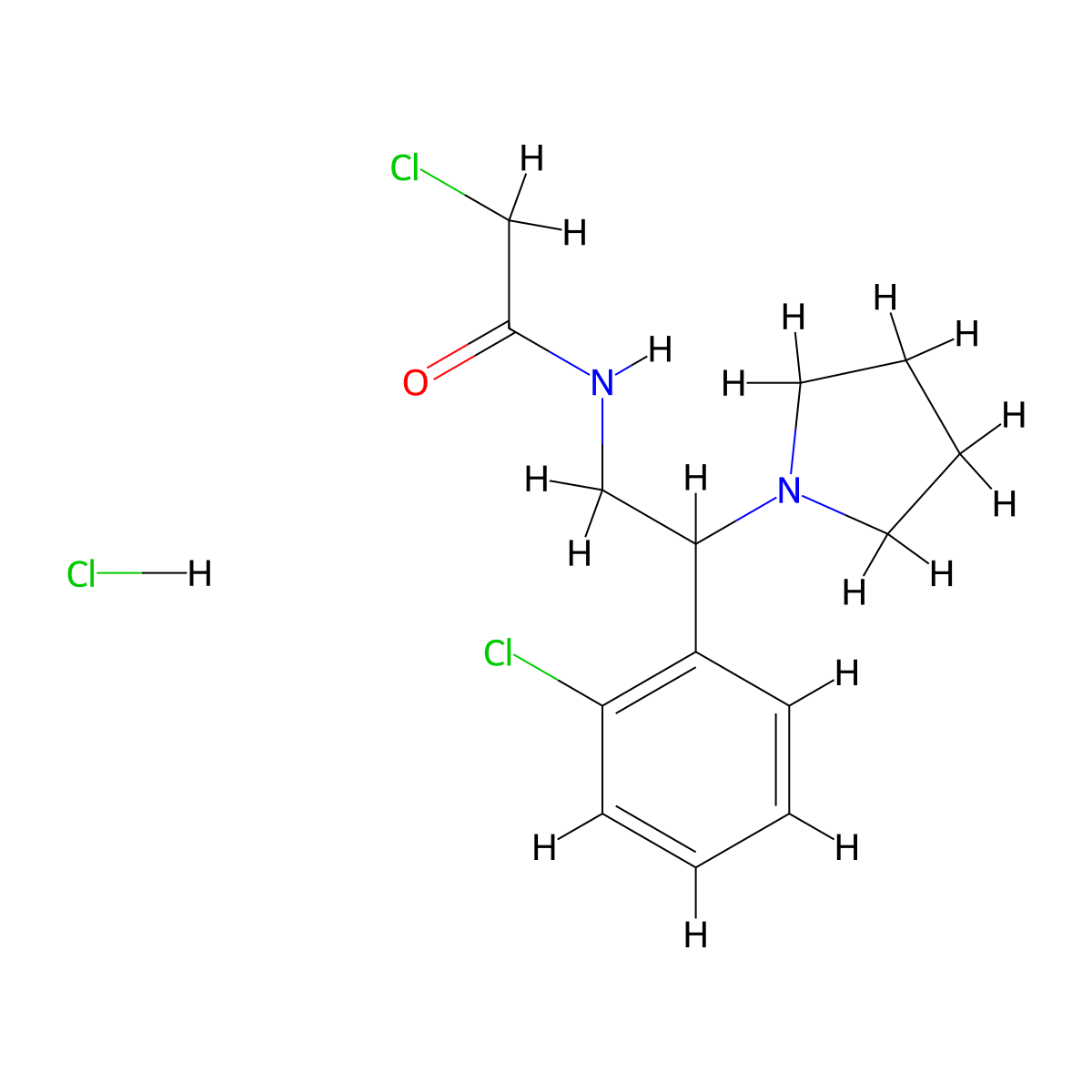 2-chloro-N-[2-(2-chlorophenyl)-2-(pyrrolidin-1-yl)ethyl]acetamide hydrochloride molecular structure, CAS 1052545-91-1