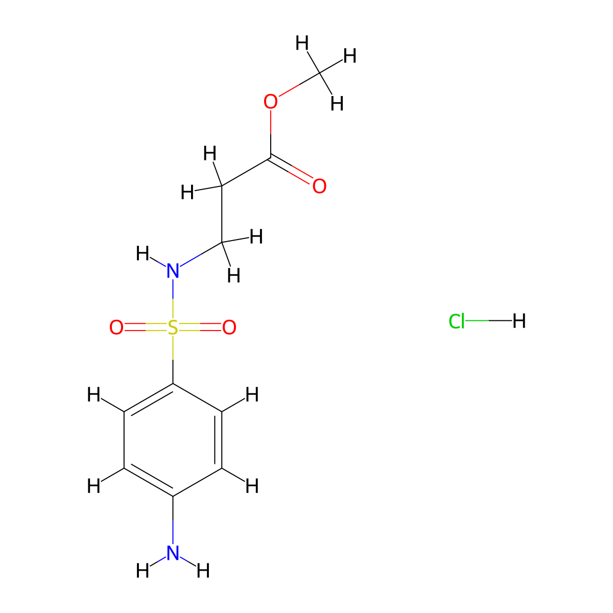 Methyl 3-(4-aminobenzenesulfonamido)propanoate hydrochloride molecular structure, CAS 1052546-14-1